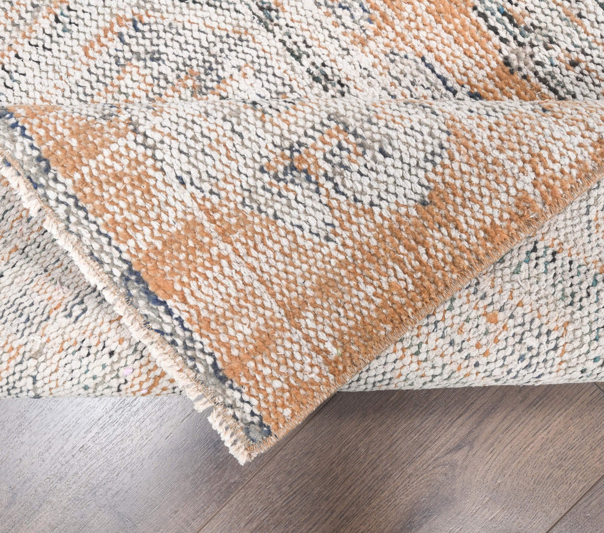 El yapımı vintage yolluk 89x335 cm geometrik desenli yün - desen detayı