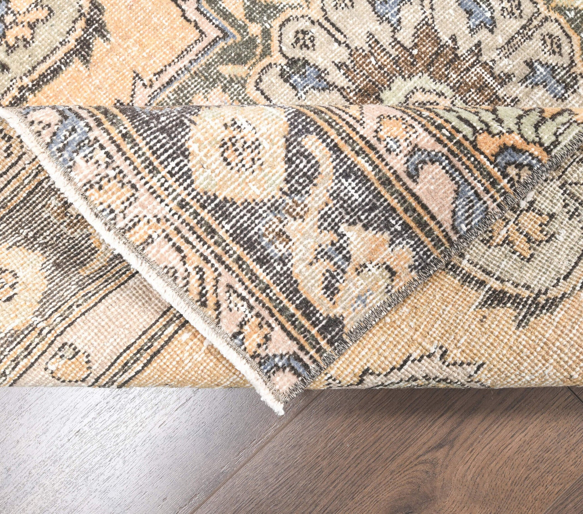 El yapımı vintage yolluk 89x345 cm çiçek desenli desenli yün - desen detayı