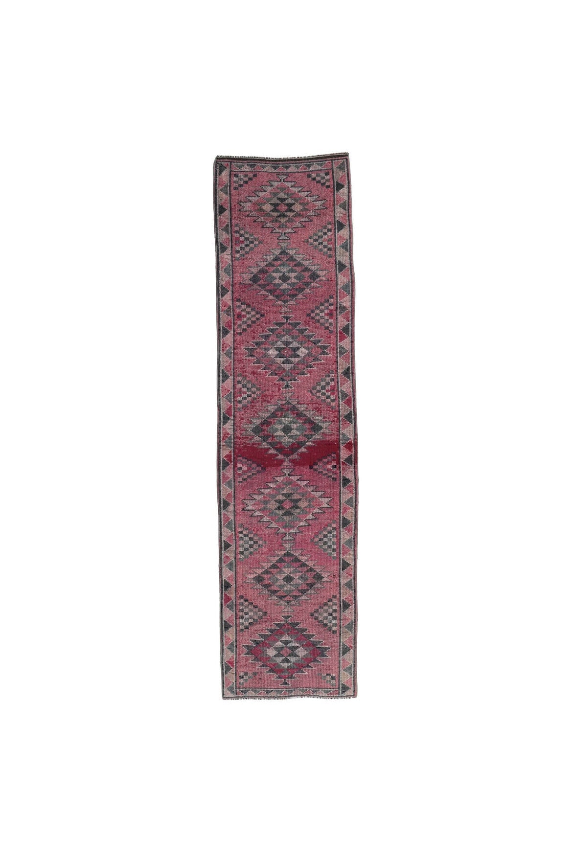 El yapımı vintage yolluk 81x333 cm i̇kat desenli yün - farklı açıdan görünüm