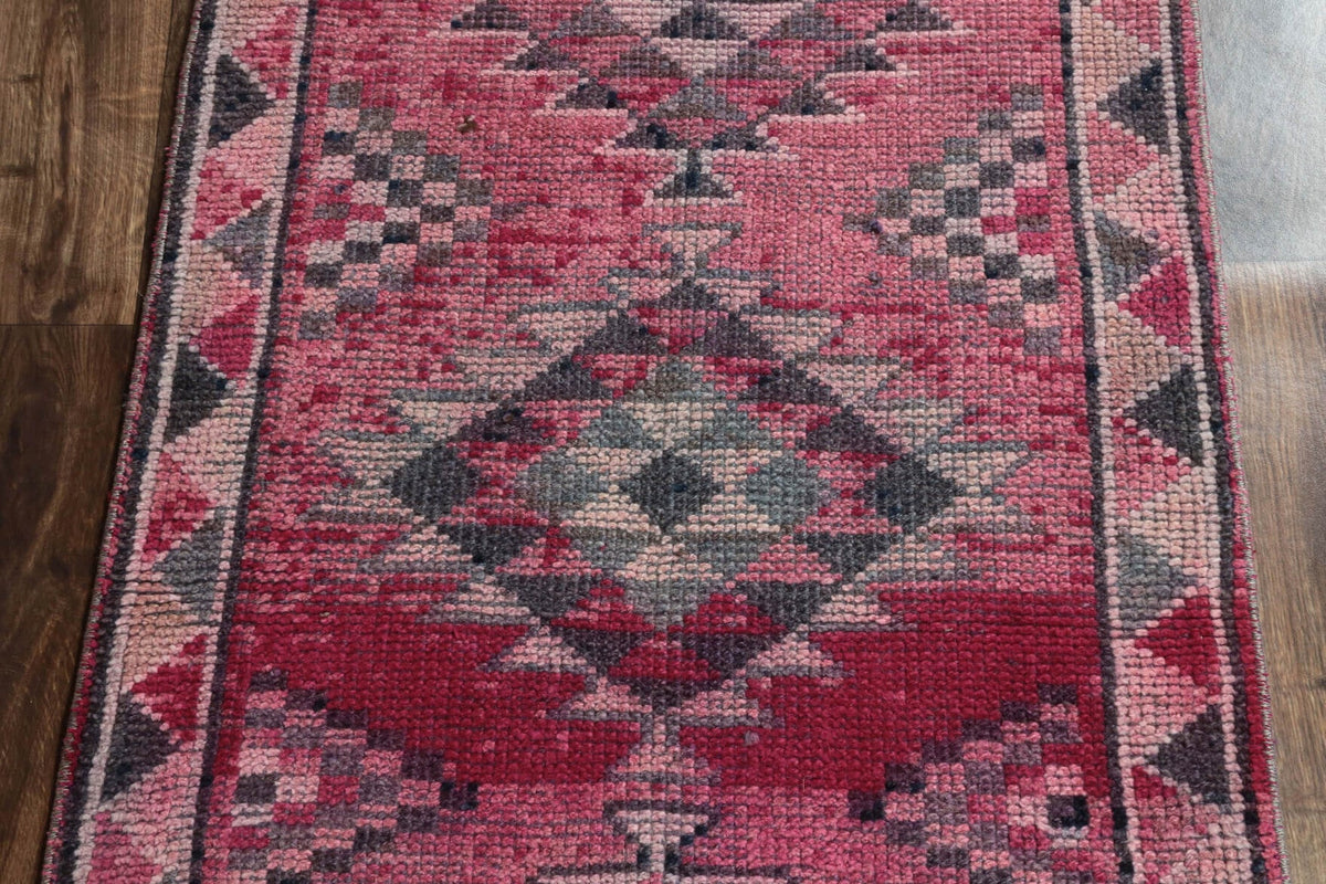 El yapımı vintage yolluk 81x333 cm i̇kat desenli yün - desen detayı