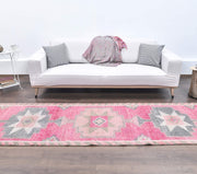 El yapımı vintage yolluk 91x340 cm geometrik desenli yün - detay görünümü