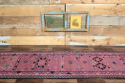 El yapımı vintage yolluk 79x338 cm geometrik desenli yün - detay görünümü