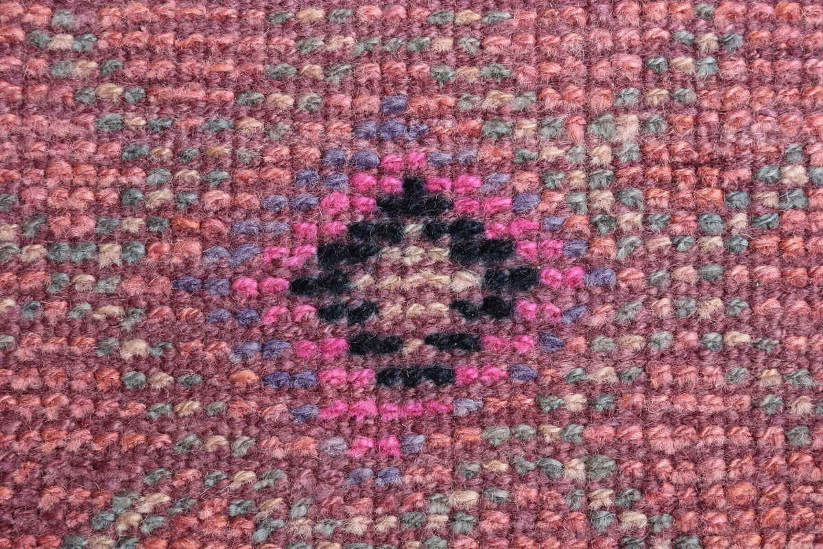 El yapımı vintage yolluk 79x338 cm geometrik desenli yün - desen detayı