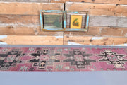 El yapımı vintage yolluk 76x340 cm tribal desenli yün - detay görünümü