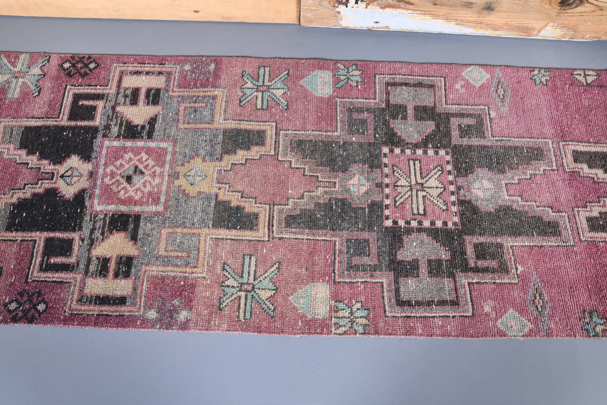 El yapımı vintage yolluk 76x340 cm tribal desenli yün - mekan görünümü