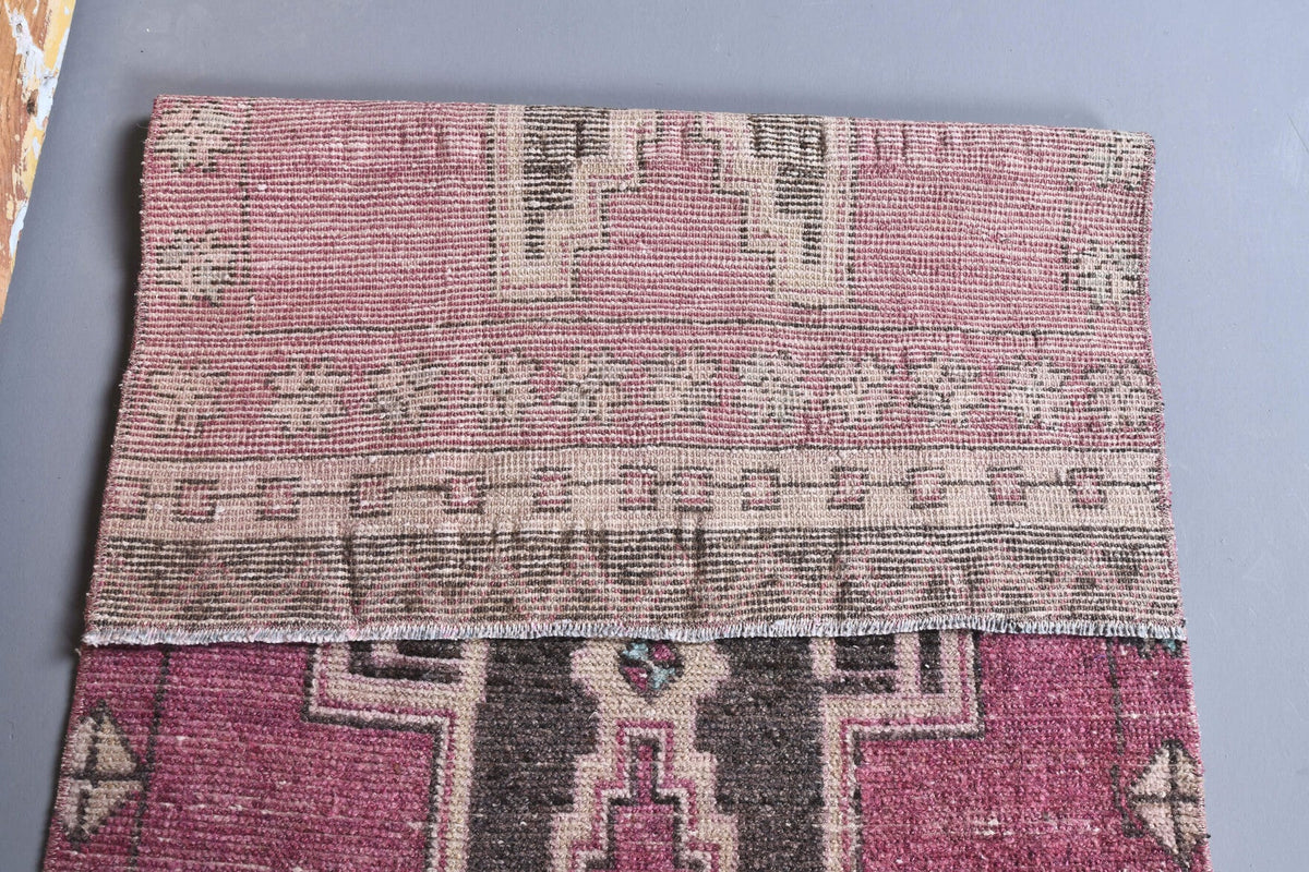 El yapımı vintage yolluk 76x340 cm tribal desenli yün - üstten görünüm