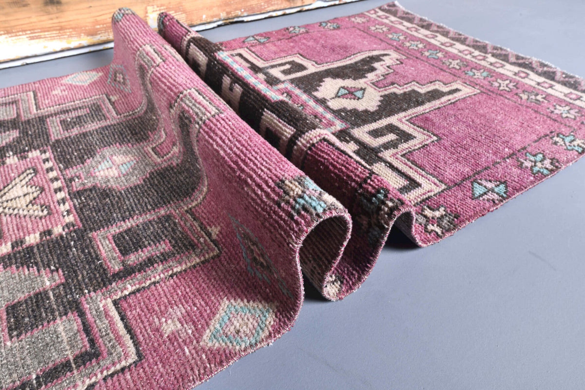 El yapımı vintage yolluk 76x340 cm tribal desenli yün - açık alan görünümü