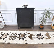 El yapımı vintage yolluk 91x323 cm tribal desenli yün - detay görünümü