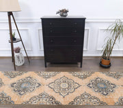 El yapımı vintage yolluk 102x340 cm çiçek desenli desenli yün - detay görünümü