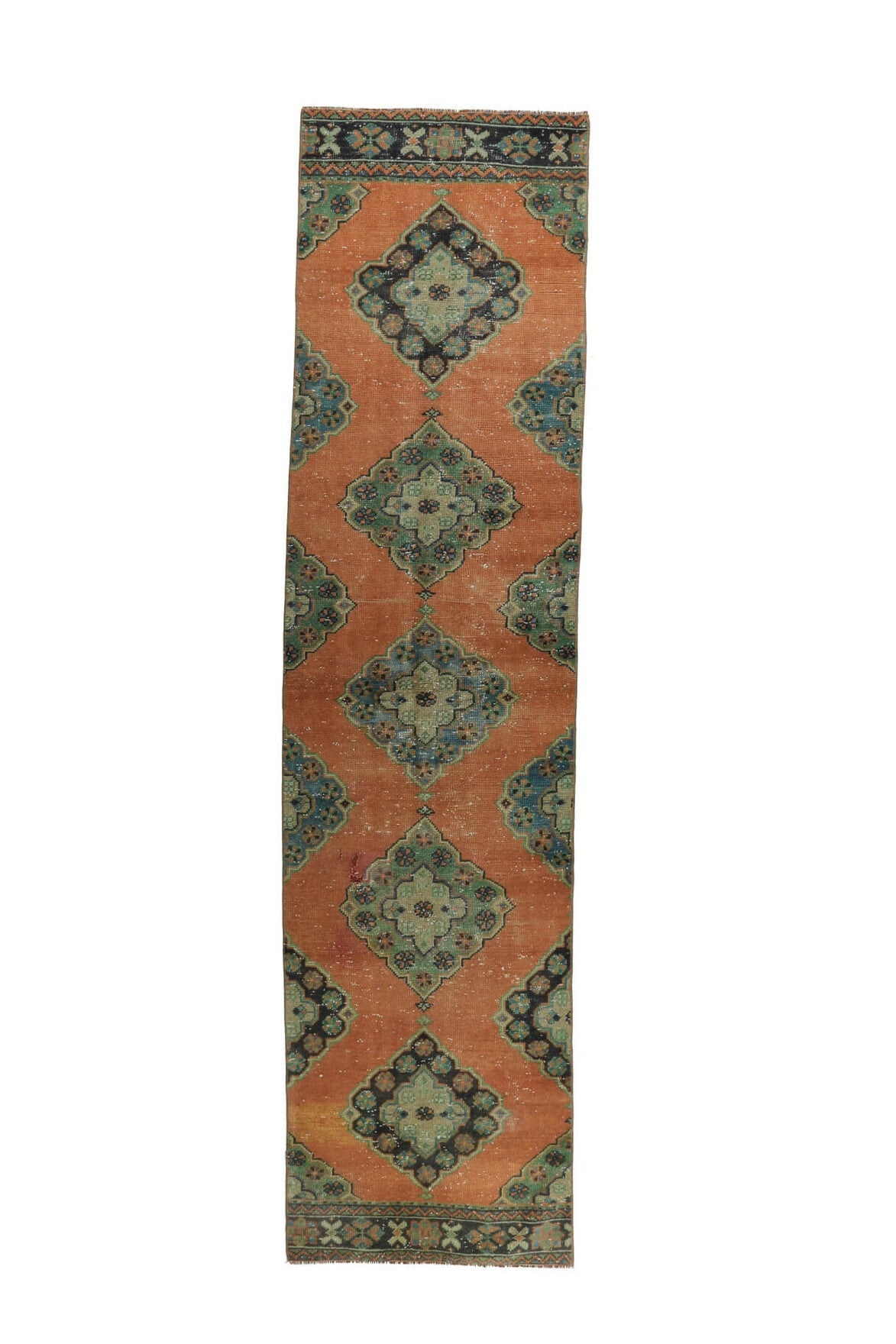 El yapımı vintage yolluk 81x335 cm i̇kat desenli yün - farklı açıdan görünüm
