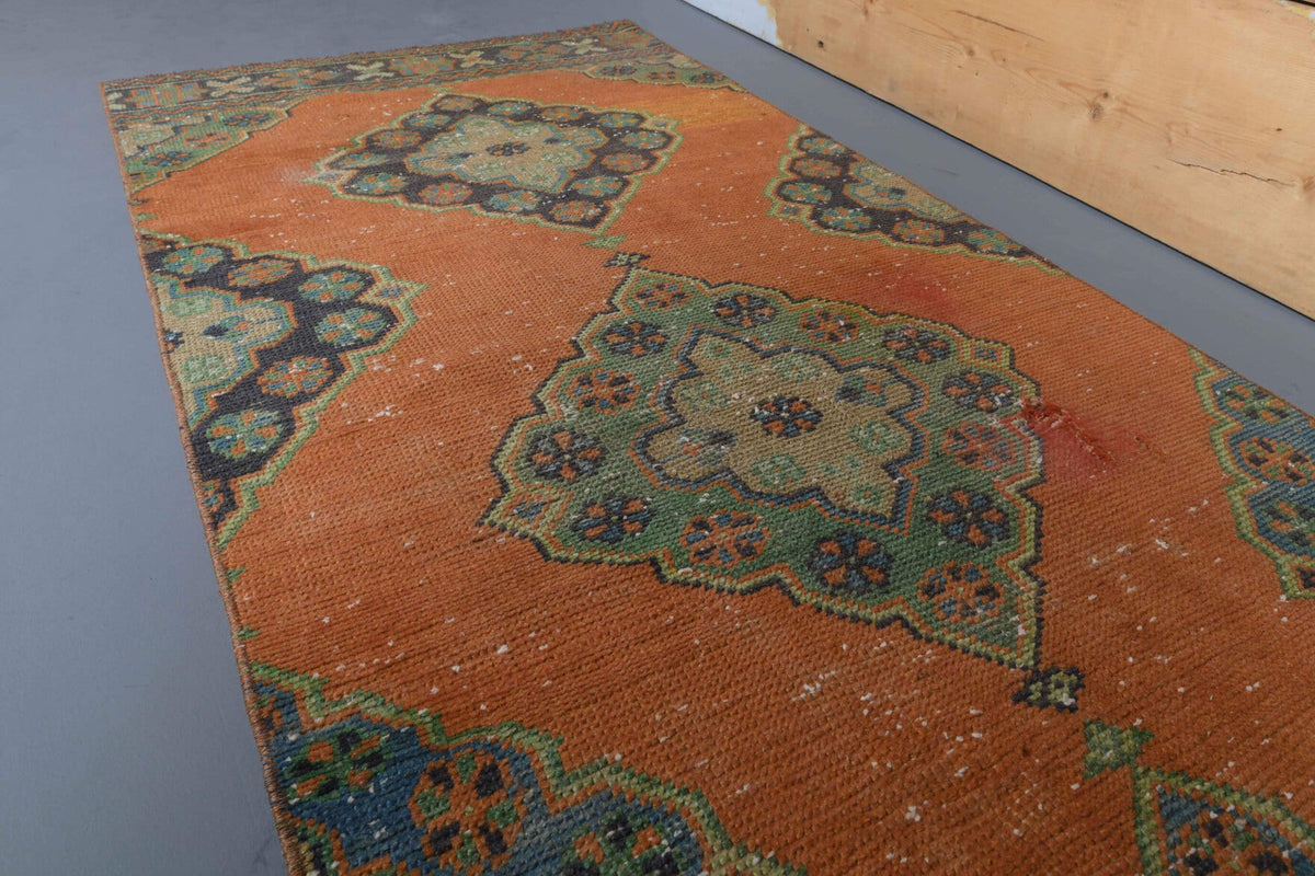 El yapımı vintage yolluk 81x335 cm i̇kat desenli yün - kenar ve saçak detayı