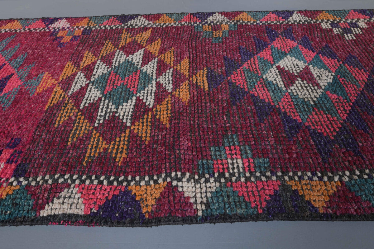 El yapımı vintage yolluk 76x333 cm i̇kat desenli yün - desen detayı