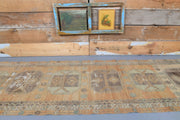 El yapımı vintage yolluk 102x333 cm i̇kat desenli yün - detay görünümü