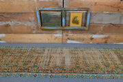 El yapımı vintage yolluk 79x330 cm çiçek desenli desenli yün - detay görünümü