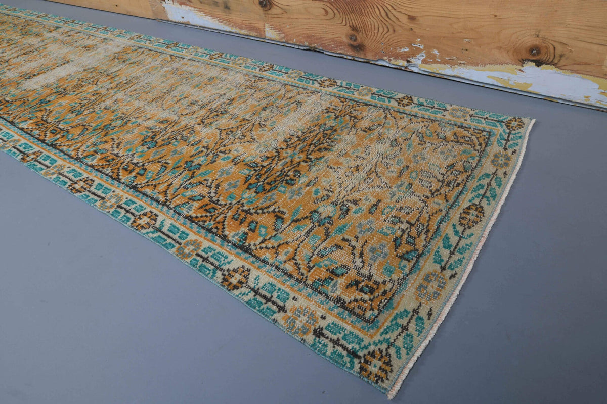 El yapımı vintage yolluk 79x330 cm çiçek desenli desenli yün - desen detayı