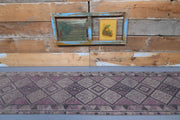 El yapımı vintage yolluk 79x333 cm geometrik desenli yün - detay görünümü