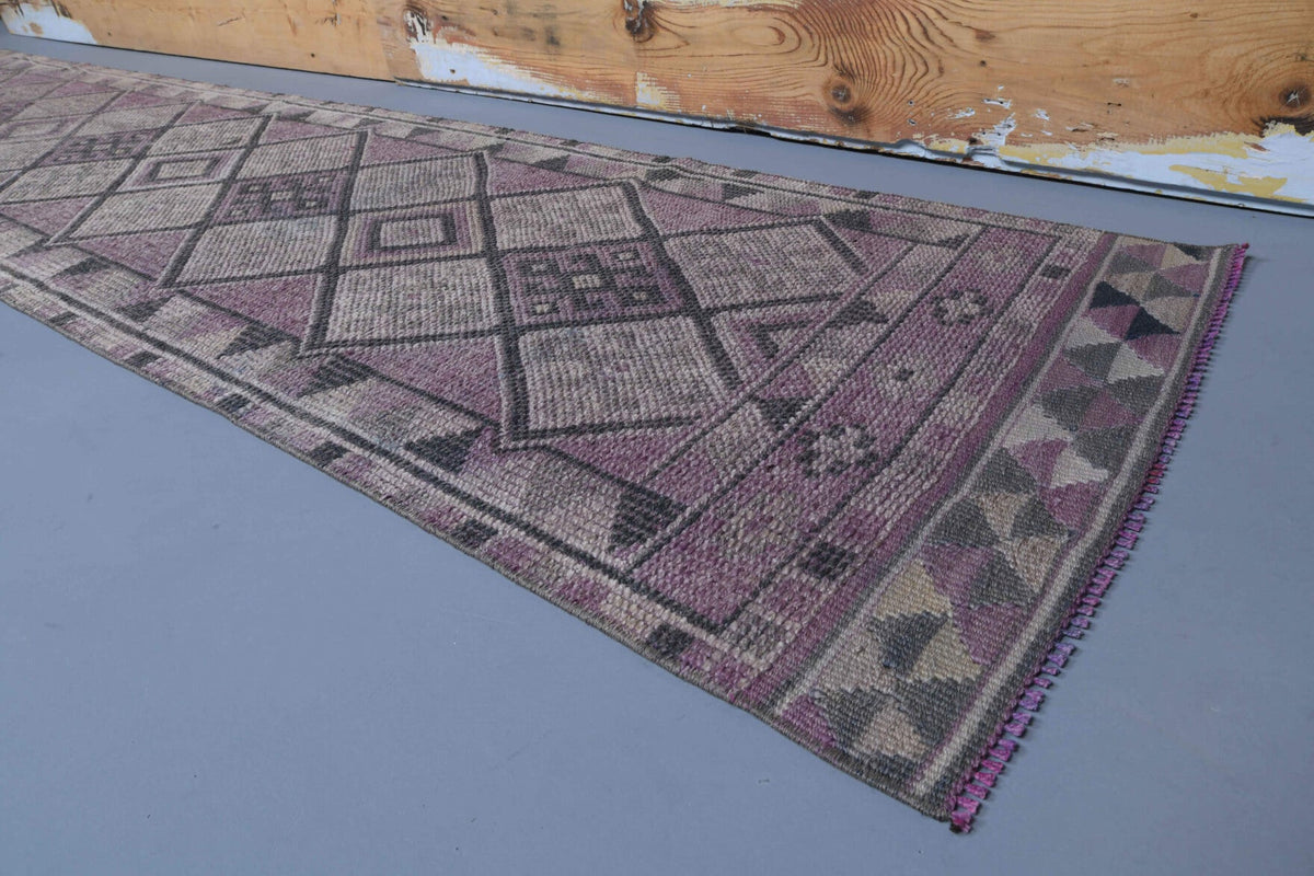 El yapımı vintage yolluk 79x333 cm geometrik desenli yün - desen detayı