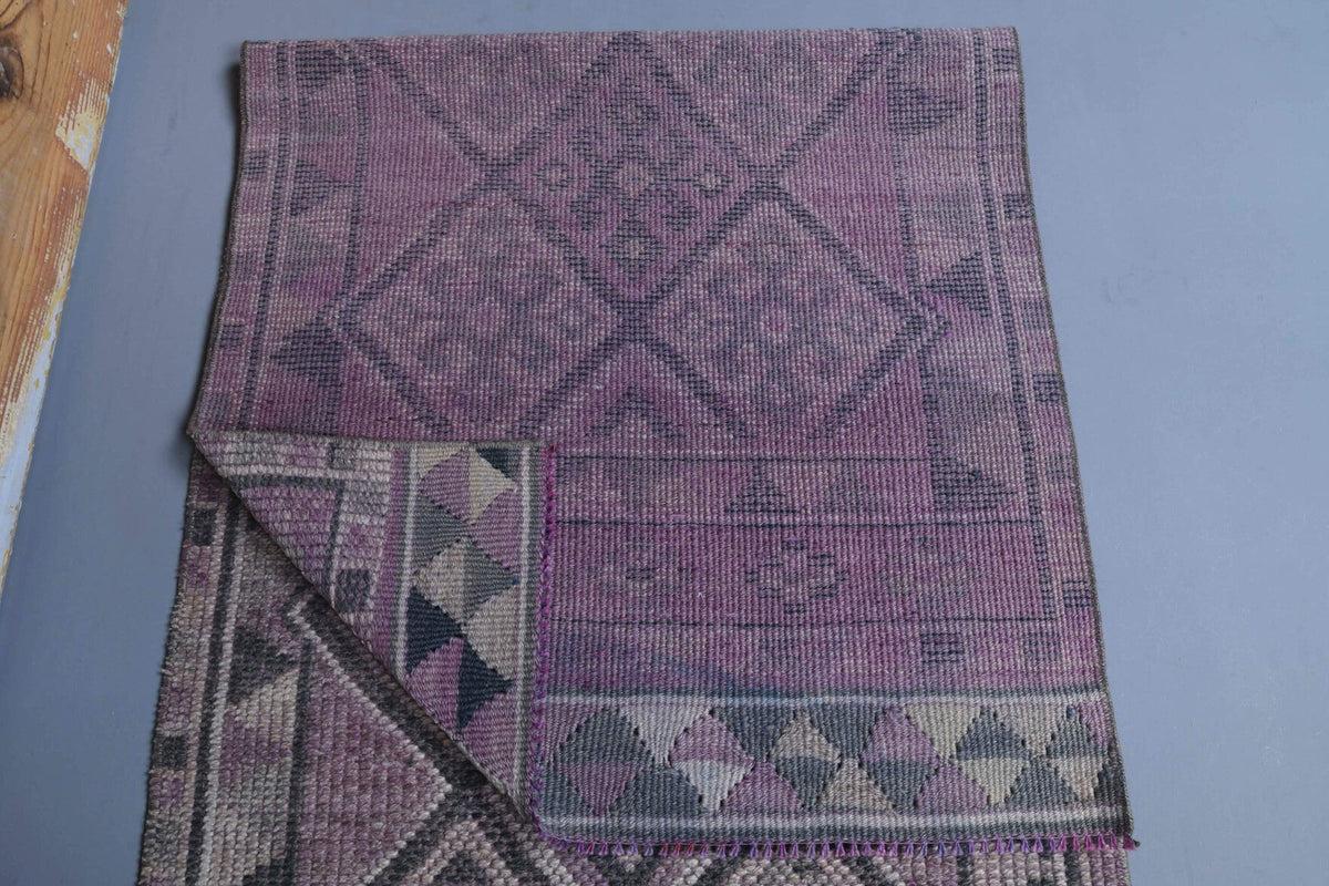 El yapımı vintage yolluk 79x333 cm geometrik desenli yün - mekan görünümü
