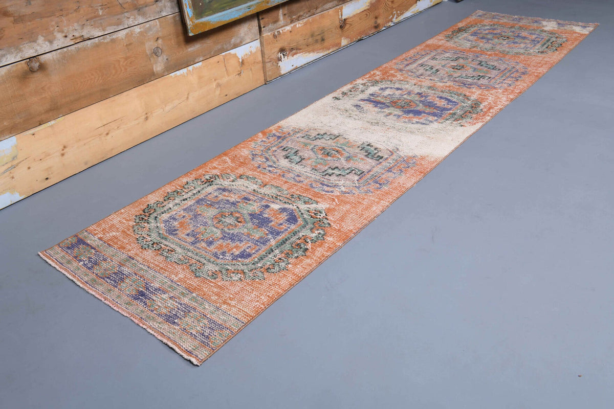 El yapımı vintage yolluk 81x338 cm oryantal desenli yün - açık alan görünümü