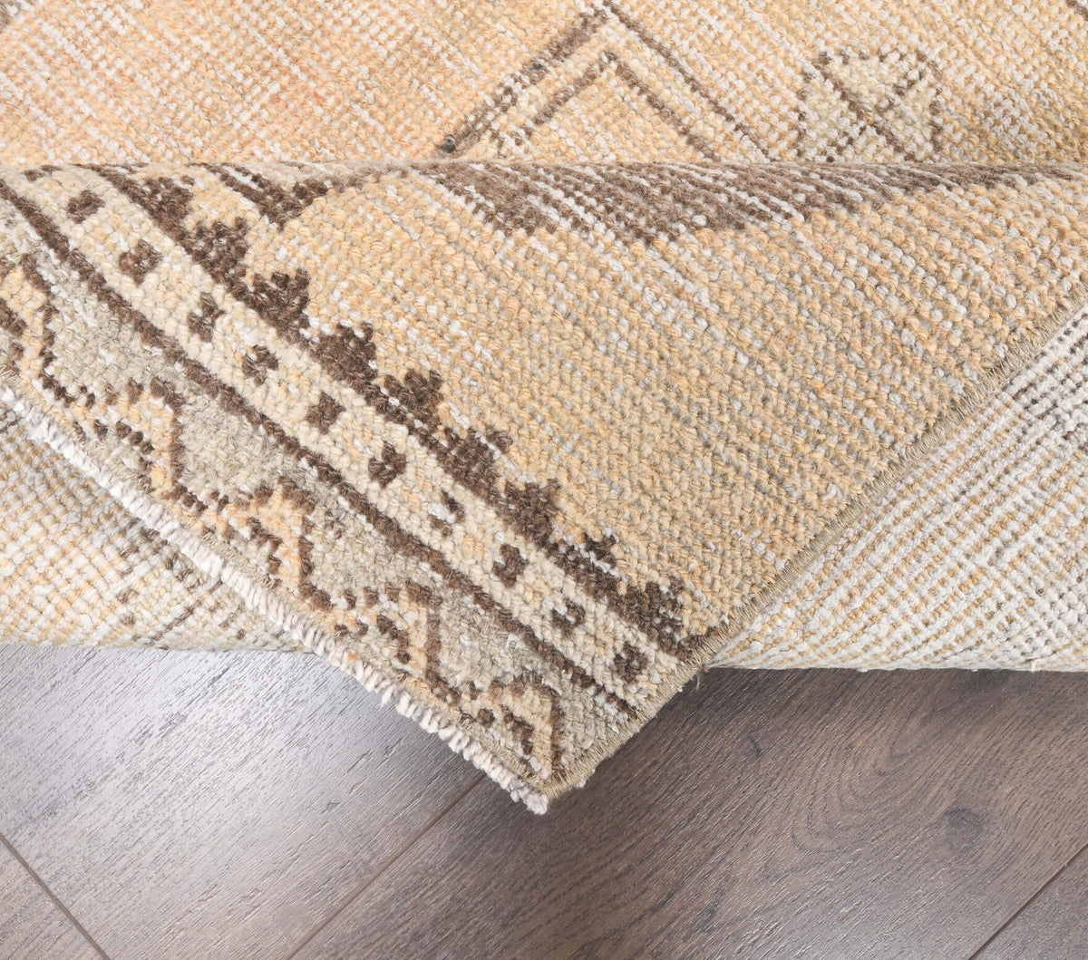 El yapımı vintage yolluk 81x348 cm geometrik desenli yün - mekan görünümü
