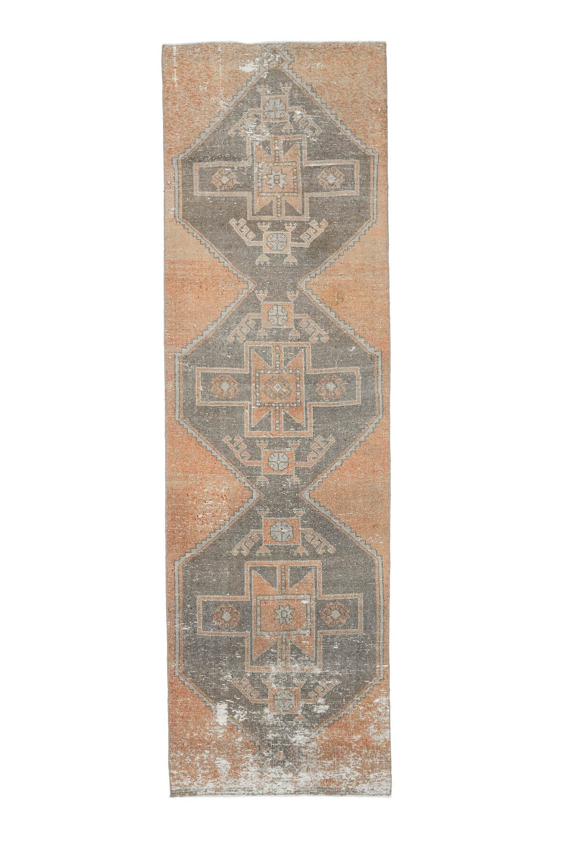 El yapımı vintage yolluk 97x325 cm geometrik desenli yün - desen detayı