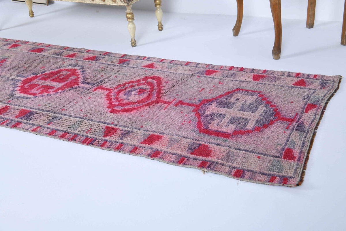 El yapımı vintage yolluk 79x330 cm i̇kat desenli yün - desen detayı