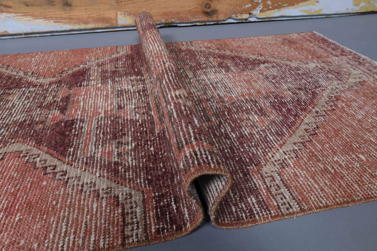 El yapımı vintage yolluk 79x338 cm tribal desenli yün - üstten görünüm