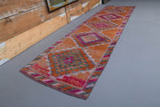 El yapımı vintage yolluk 89x325 cm i̇kat desenli yün - detay görünümü