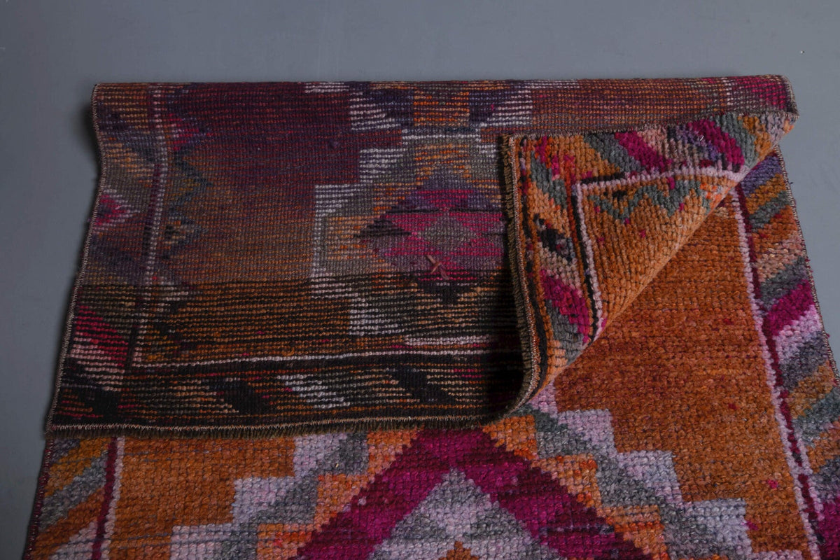 El yapımı vintage yolluk 89x325 cm i̇kat desenli yün - mekan görünümü