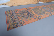El yapımı vintage yolluk 79x323 cm çiçek desenli desenli yün - detay görünümü