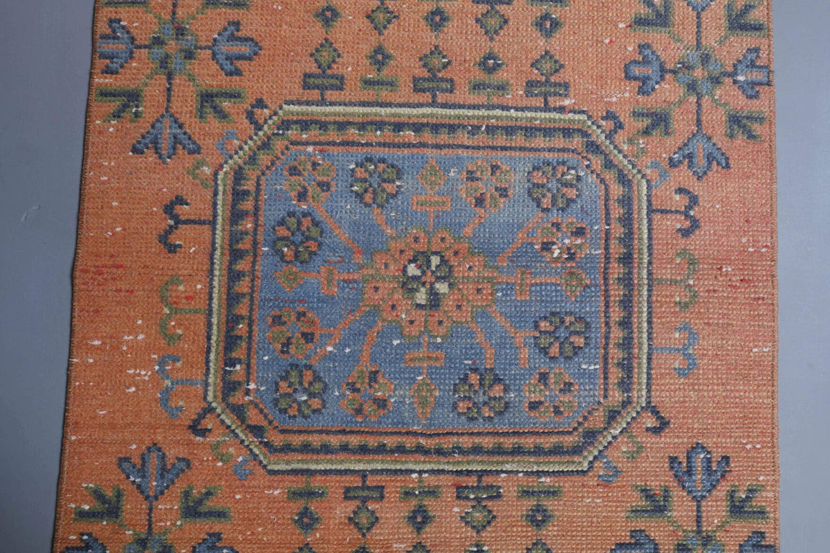 El yapımı vintage yolluk 79x323 cm çiçek desenli desenli yün - desen detayı