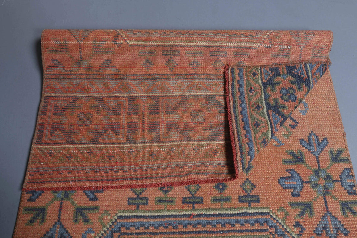 El yapımı vintage yolluk 79x323 cm çiçek desenli desenli yün - mekan görünümü