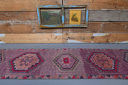 El yapımı vintage yolluk 81x345 cm geometrik desenli yün - detay görünümü