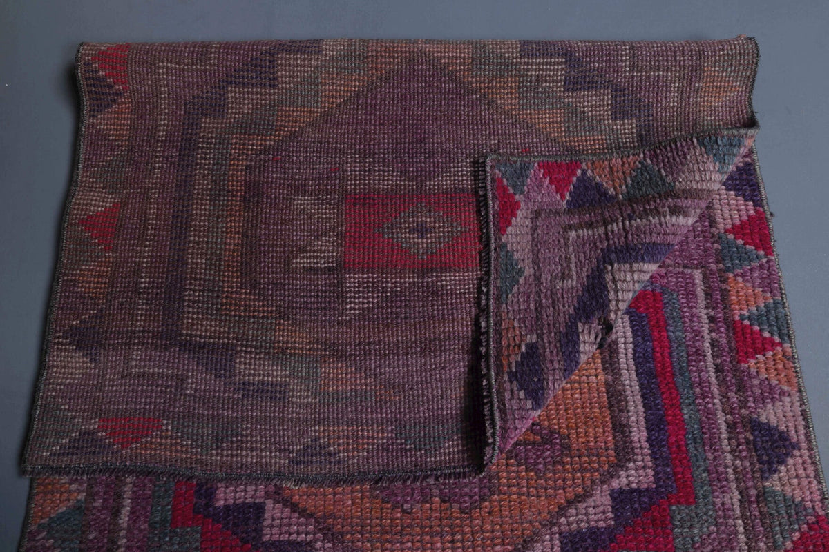 El yapımı vintage yolluk 81x345 cm geometrik desenli yün - desen detayı