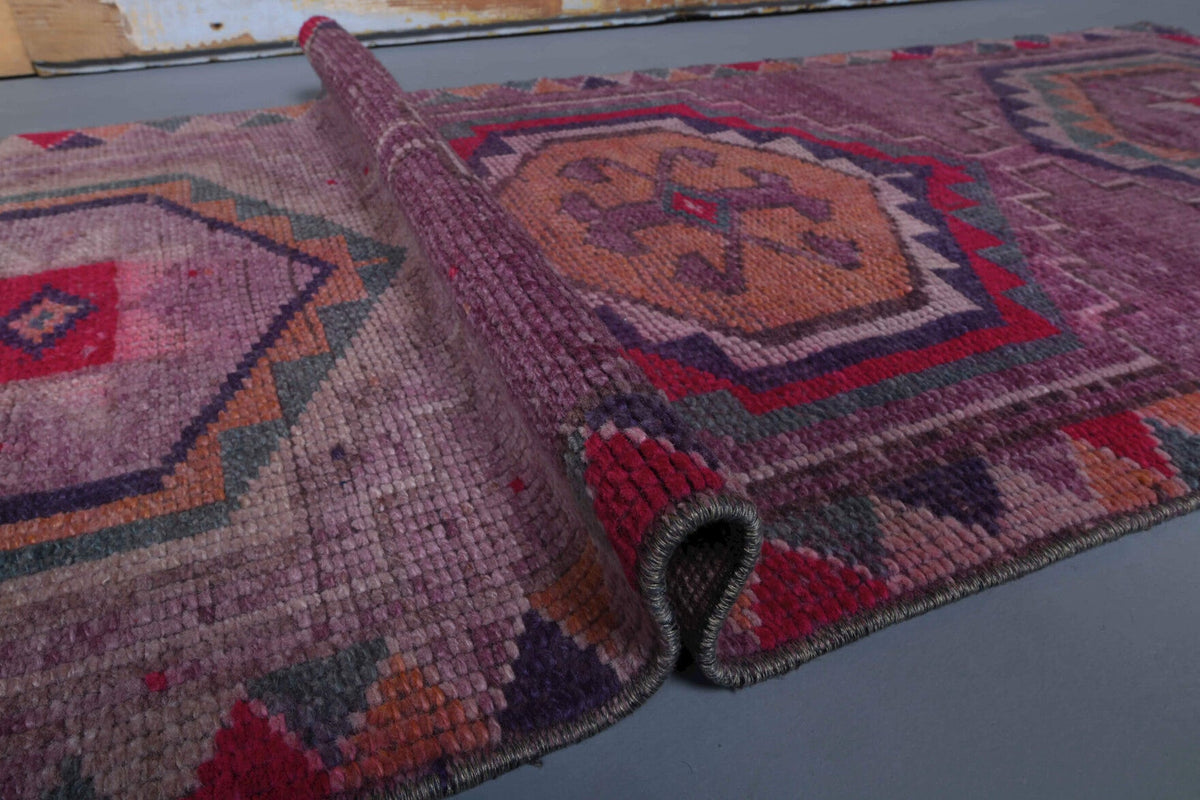 El yapımı vintage yolluk 81x345 cm geometrik desenli yün - mekan görünümü
