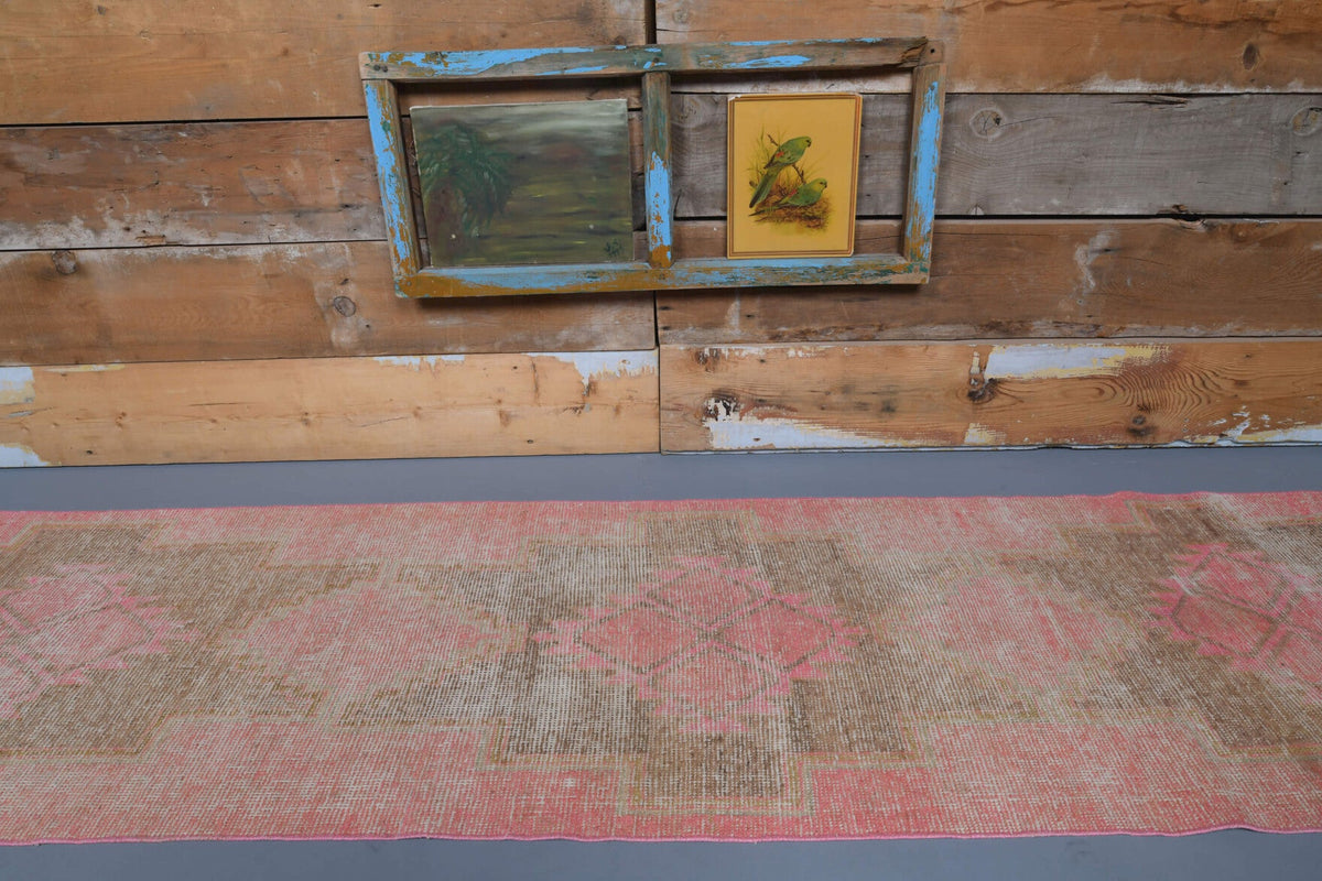 El yapımı vintage yolluk 79x323 cm geometrik desenli yün - detay görünümü