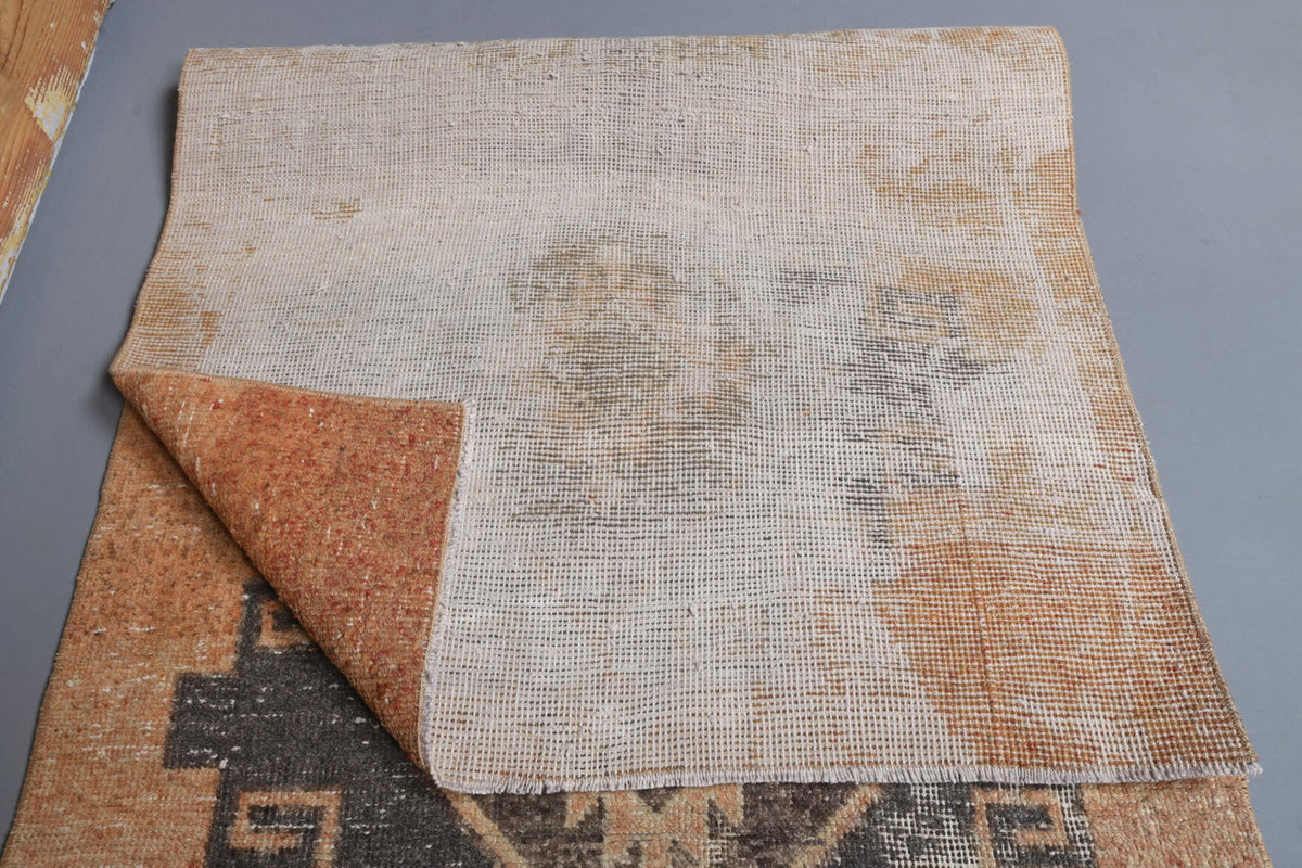 El yapımı vintage yolluk 94x325 cm geometrik desenli yün - mekan görünümü