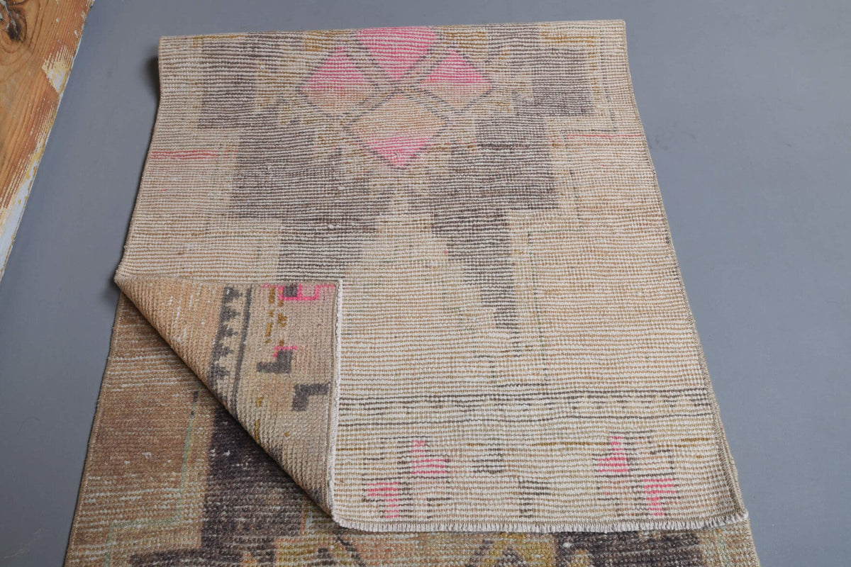 El yapımı vintage yolluk 79x338 cm geometrik desenli yün - mekan görünümü