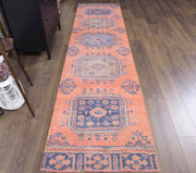 El yapımı vintage yolluk 89x345 cm çiçek desenli desenli yün - detay görünümü