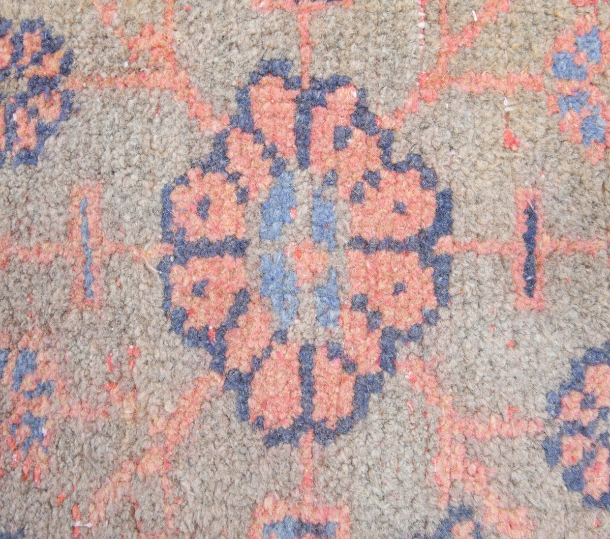 El yapımı vintage yolluk 89x345 cm çiçek desenli desenli yün - üstten görünüm