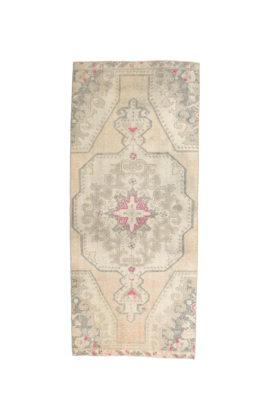 El yapımı vintage yolluk 94x325 cm çiçek desenli desenli yün - açık alan görünümü