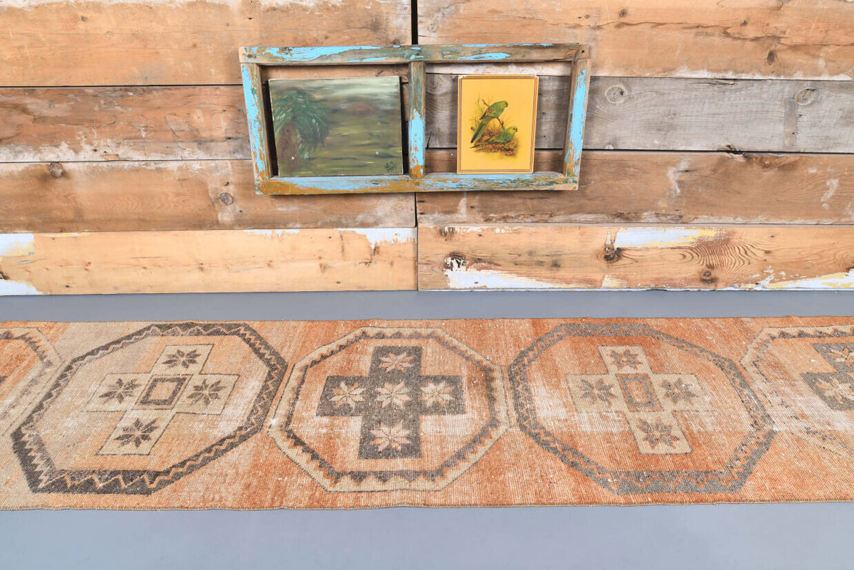 El yapımı vintage yolluk 76x333 cm düz desenli yün - detay görünümü