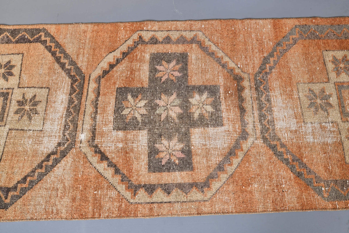 El yapımı vintage yolluk 76x333 cm düz desenli yün - desen detayı