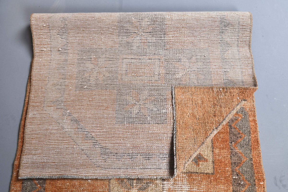 El yapımı vintage yolluk 76x333 cm düz desenli yün - üstten görünüm