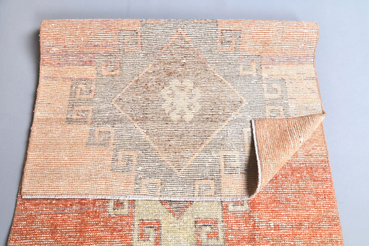 El yapımı vintage yolluk 91x335 cm i̇kat desenli yün - desen detayı