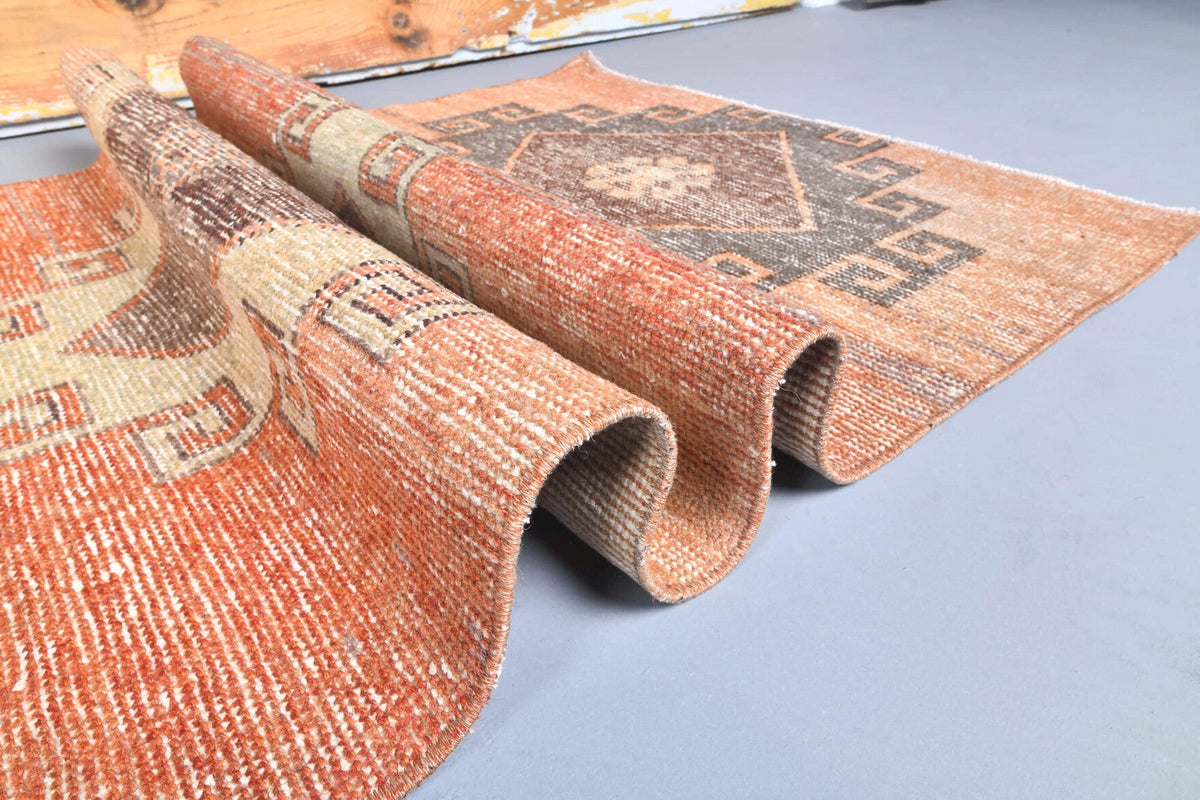 El yapımı vintage yolluk 91x335 cm i̇kat desenli yün - mekan görünümü