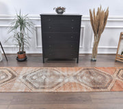 El yapımı vintage yolluk 81x353 cm geometrik desenli yün - detay görünümü
