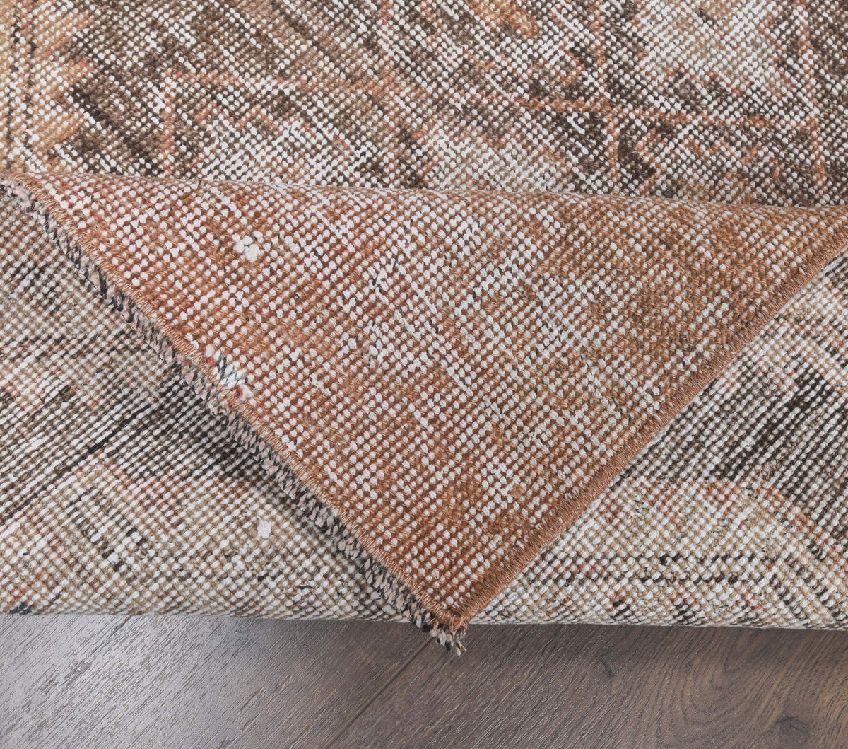 El yapımı vintage yolluk 81x353 cm geometrik desenli yün - desen detayı