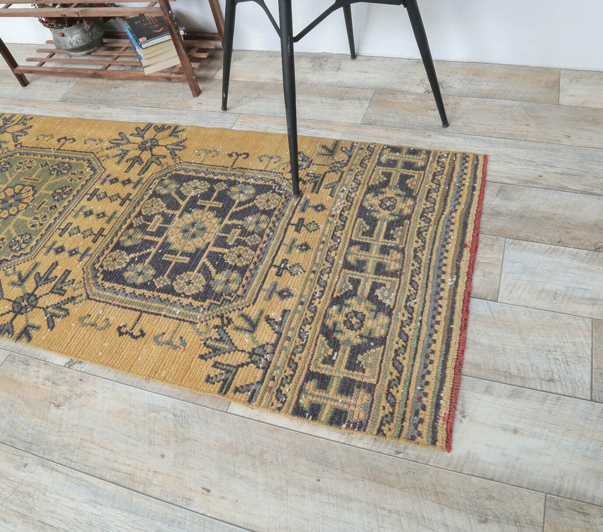 3x11 Vintage Handwoven Oushak Yellow Gold Runner