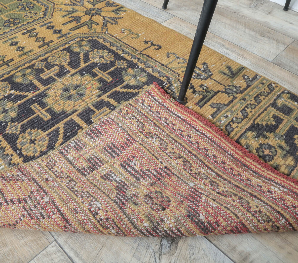 3x11 Vintage Handwoven Oushak Yellow Gold Runner